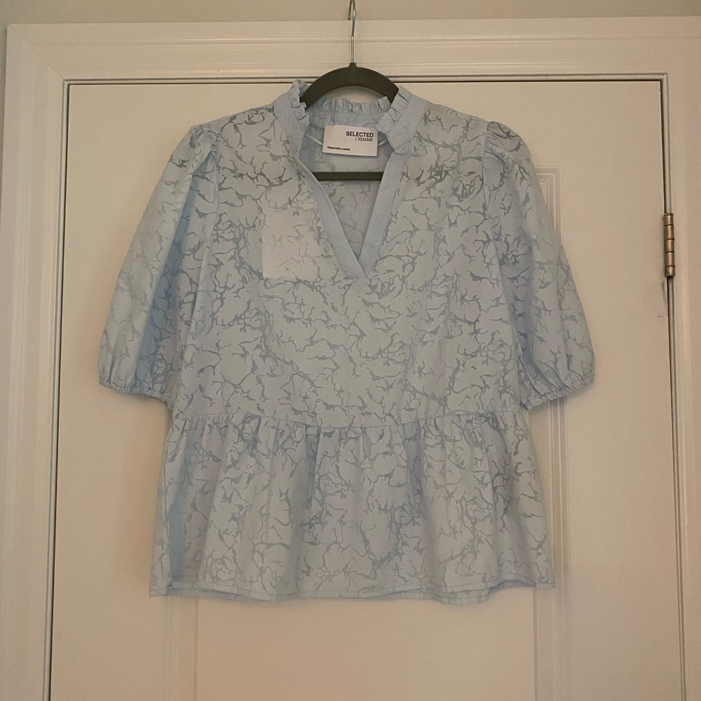 Selected Femme Blue Peplum Blouse